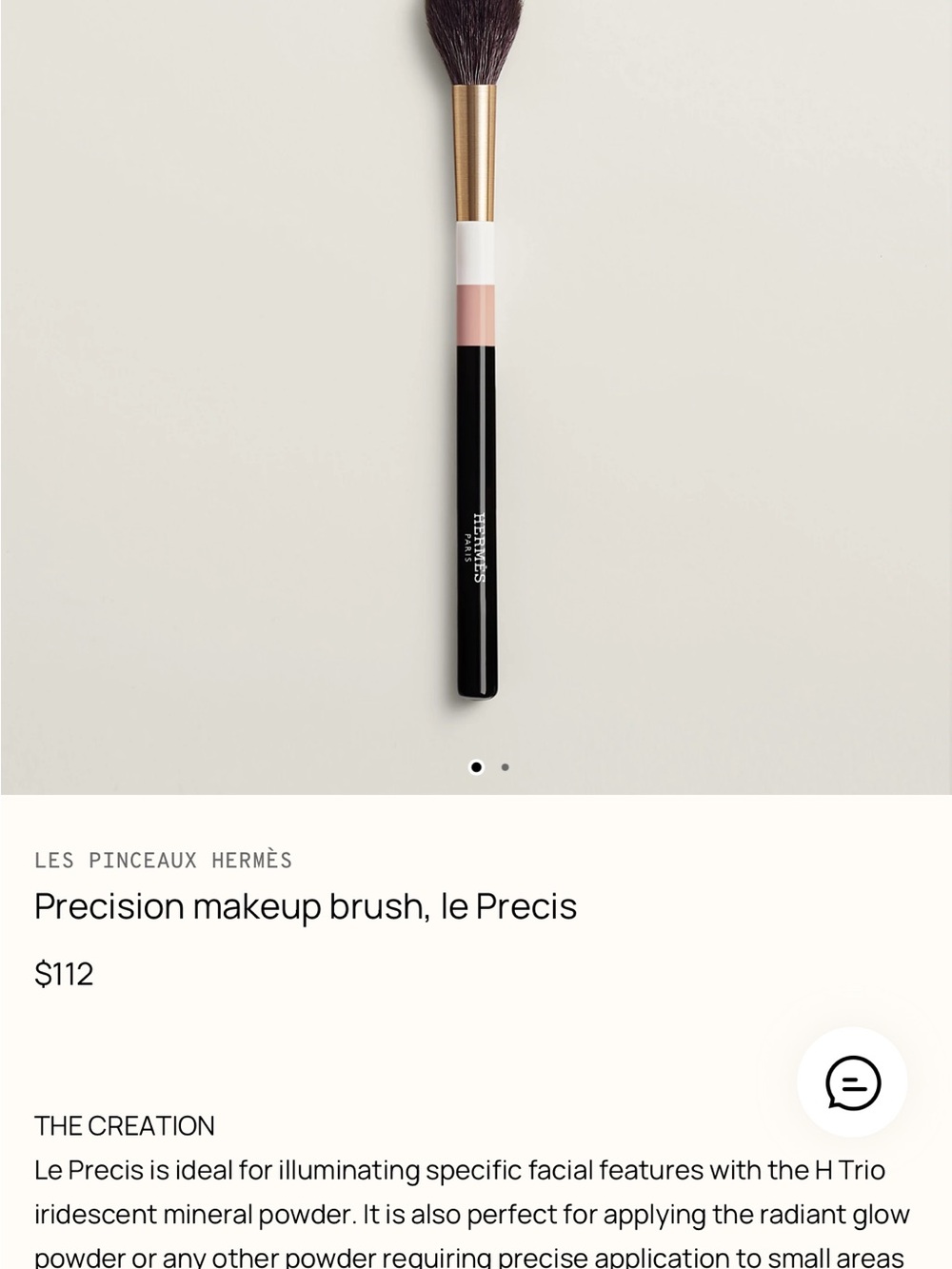 Hermes Makeup Brush in Black, Pink & White with Gold